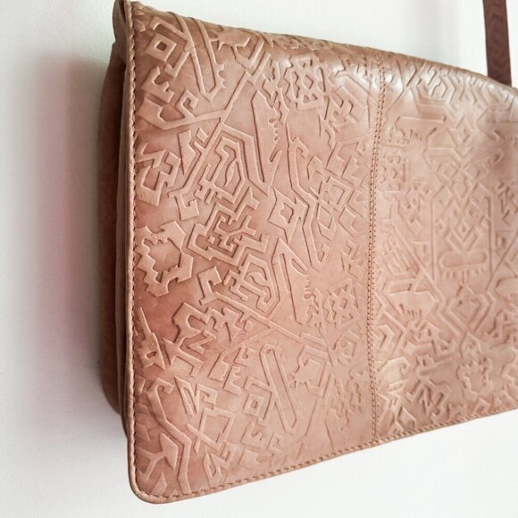Leather Hand tooled Made in India Travel Crossbody Bag - Picture 10 of 10